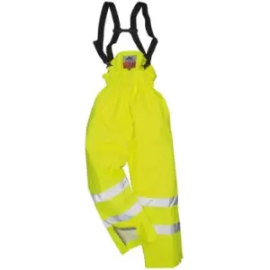 Image of Portwest - S781YERM - sz M Bizflame Rain Lined- Hi-Vis Antistatic FR Trouser - Yellow - Yellow