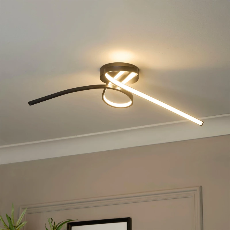 Image of Lighting Collection LED Flush Ceiling Light Black unisex One Size