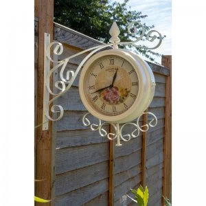 Image of Vintage 37cm Double Sided Metal Bracket Wall Clock