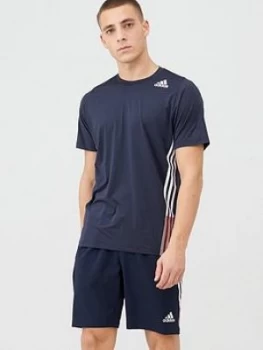 Image of adidas Training 3 Stripe+ T-Shirt - Ink Size M Men