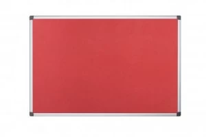 Image of Bi-Office Maya Red Felt Notice Board Alu Frame 60x45cm