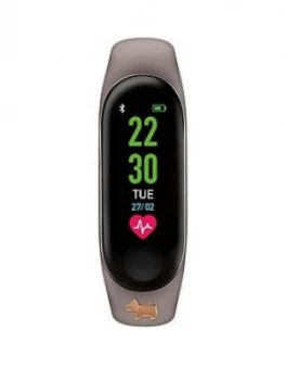 Image of Radley Activity Tracker With Grey Silicone Strap And Rose Gold Dog Charm Ladies Watch