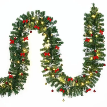 Image of Christmas Garland Fir Remote Control Christmas Decoration 5m 10m Lighting Chain 5m decorated 80 LEDs - Casaria