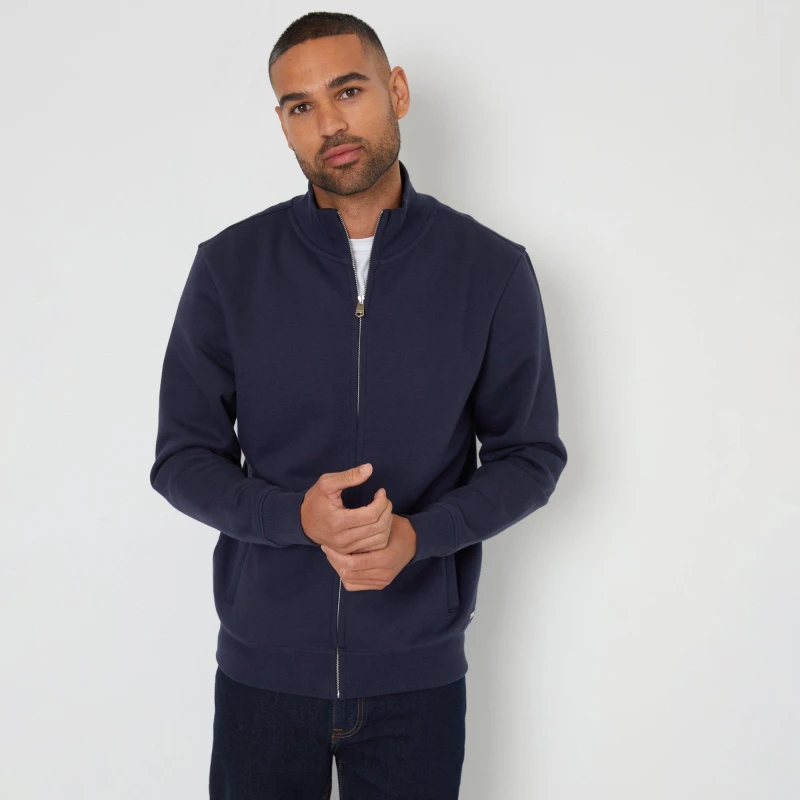 Image of Threadbare Threadbare Men 'Lynne' Funnel Neck Zip Through Sweatshirt in Navy Size: 2X-large Navy XXL Male 7625914452252