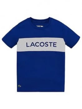 Image of Lacoste Sports Boys Tech Short Sleeve Logo T-Shirt - Bright Blue