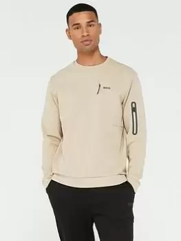 Image of BOSS Salbiq Regular Fit Sweatshirt, Medium Beige Size M Men