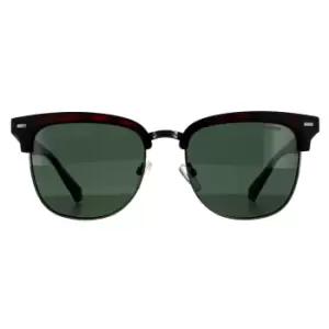 Image of Square Matte Havana Green Polarized Sunglasses