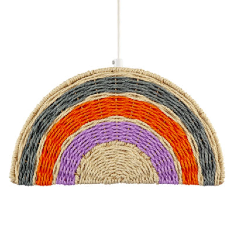 Image of Happy Homewares Multi Coloured Rainbow Stripes Childrens Ceiling Pendant Light Shade