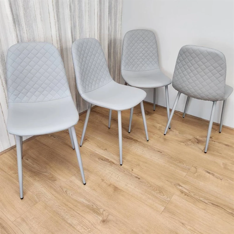 Image of KOSY KOALA Dining Chairs Set of 4 Grey Leather Kitchen Chairs 4 Gem grey chairs