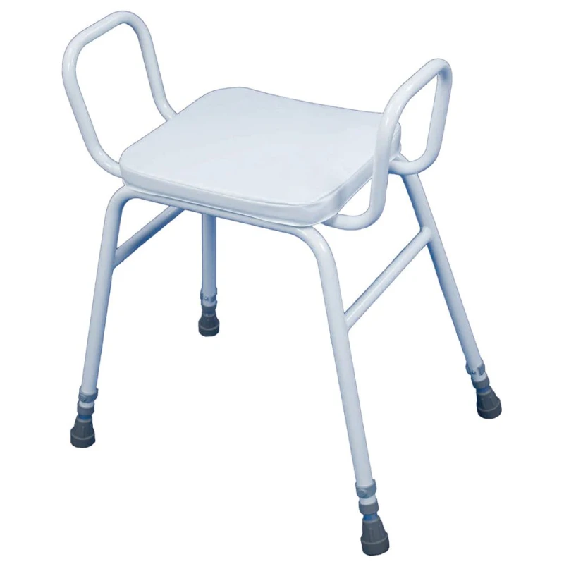Image of Loops Height Adjustable Perching Stool with Arms - 670 825mm Height - Padded Seat Multi