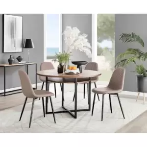 Image of Furniture Box Adley Brown Wood Storage Dining Table and 4 Cappuccino Corona Black Leg Chairs