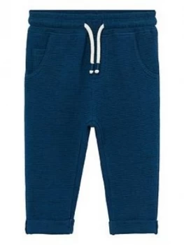 Image of Mango Baby Boys Ribbed Joggers - Blue, Size 2-3 Years