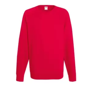 Image of Fruit Of The Loom Mens Lightweight Raglan Sweatshirt (240 GSM) (XL) (Red)