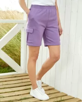 Image of Cotton Traders Cargo Jog Shorts in Purple
