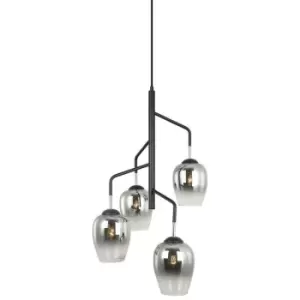 Image of Italux Lesla - Modern Hanging Pendant Chrome, Black 4 Light with Chrome Shade, E27 Dimmable