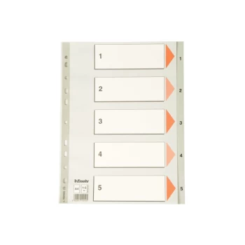 Image of Polypropylene 1-5 Part A4 Indices - Grey - Outer Carton of 20