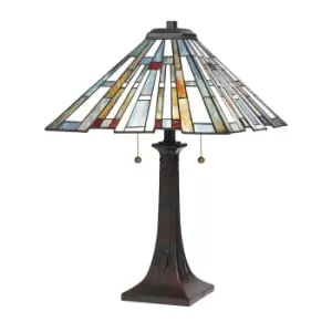 Image of Quoizel Maybeck Tiffany Table Lamp Valiant Bronze