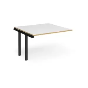 Image of Adapt boardroom table add on unit 1200mm x 1200mm - Black frame and white top with oak edging