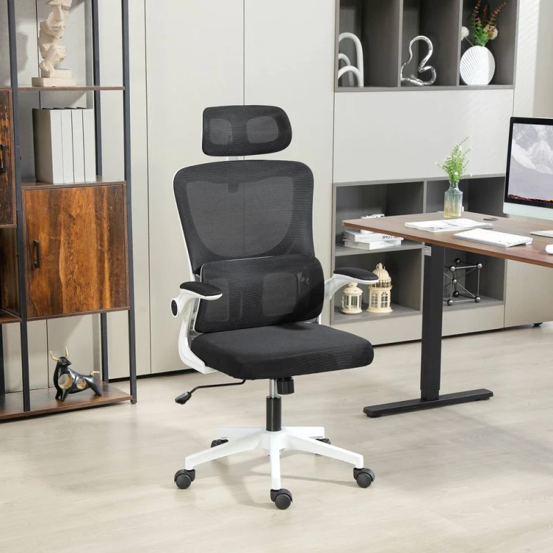 Image of VINSETTO Mesh Office Chair with Adjustable Headrest, Lumbar Support, Black Unisex