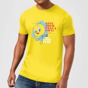 Image of Looney Tunes ACME Lash Curler Mens T-Shirt - Yellow - XL