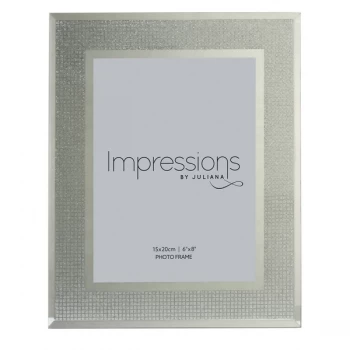 Image of 6" x 8" - Impressions Silver Glitter Crystal Photo Frame