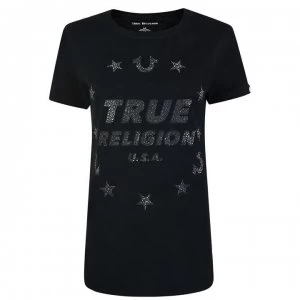 Image of True Religion Embellished Logo T Shirt - Black 1001