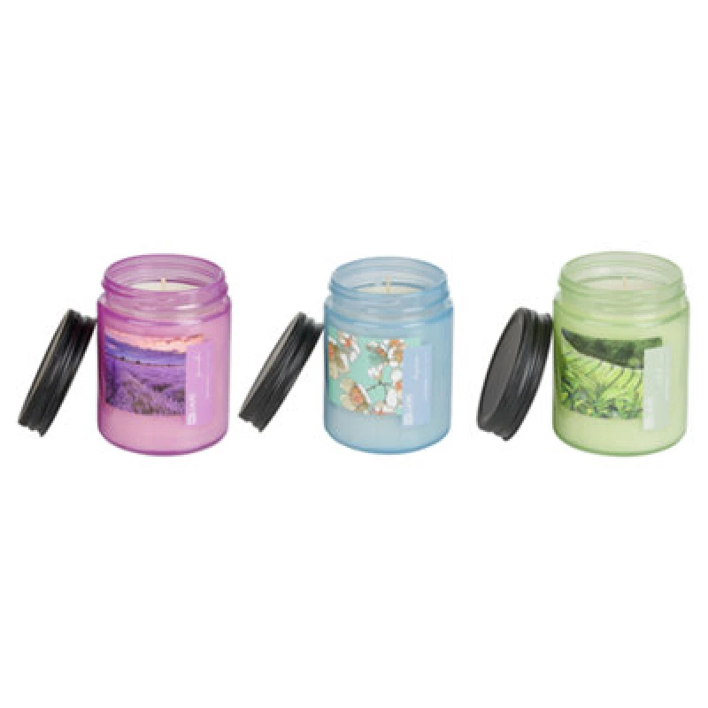 Image of Beliani Set Of 3 Scented Candles Fruity Bloom Soy Wax Fresh Notes Floral Notes