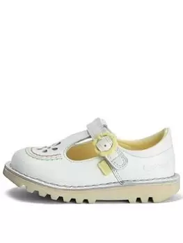 Image of Kickers Kick T Bar Flower Shoe, White, Size 10 Younger