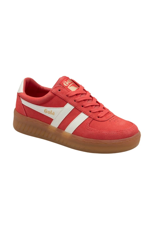 Image of Gola Womens 'Grandslam Suede' Lace-Up Trainers in Coral Size: 3 Coral Female 3