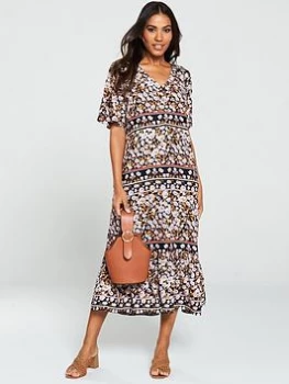 Image of Mama-Licious Luisa Lia Woven Midi Dress with Nursing Function - Print Size M 10, Women