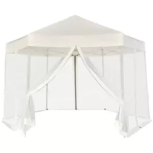 Image of Vidaxl - Hexagonal Pop-Up Marquee with 6 Sidewalls 3.6x3.1 m Cream White - Cream