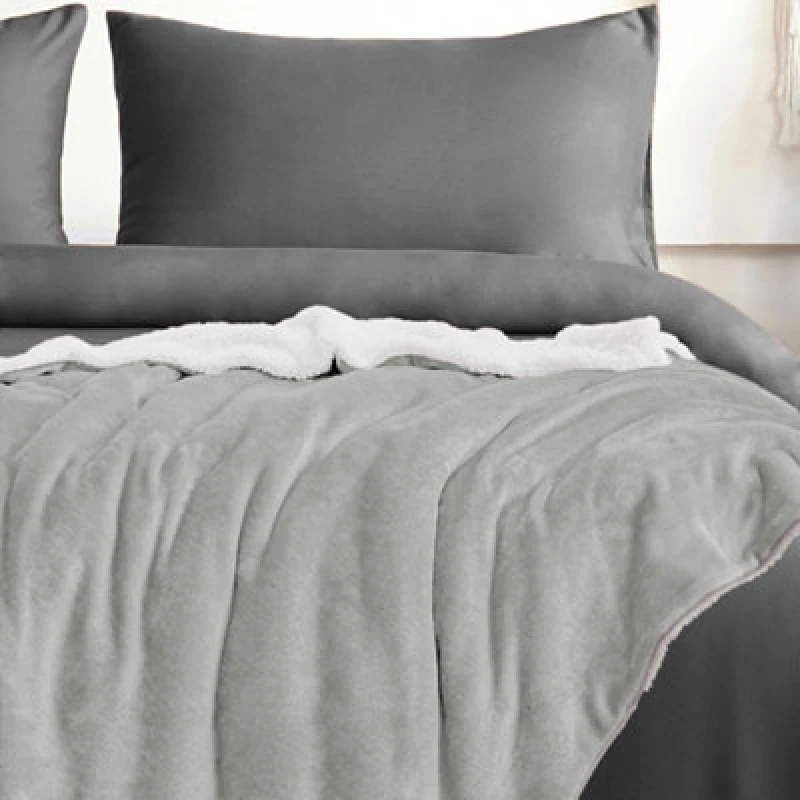 Image of Velosso Plush Sherpa Reversible Thermal Soft Throw Blanket, Cosy Winter Blanket With Soft Velvet Finish -127Cm X 152Cm - Beige