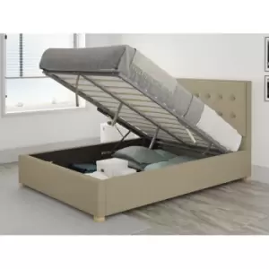Image of Presley Ottoman Upholstered Bed, Eire Linen, Natural - Ottoman Bed Size Single (90x190)