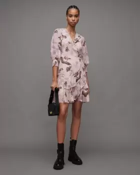 Image of AllSaints Ari Peggy Floral Print Mini Wrap Dress