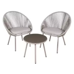 Image of Dellonda Como 3 Piece Steel Bistro Set with Tempered Glass Top