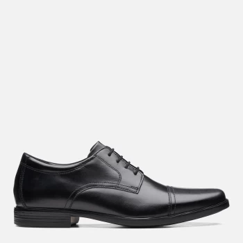 Image of Clarks Mens Howard Cap Leather Oxford Shoes - Black - UK 9