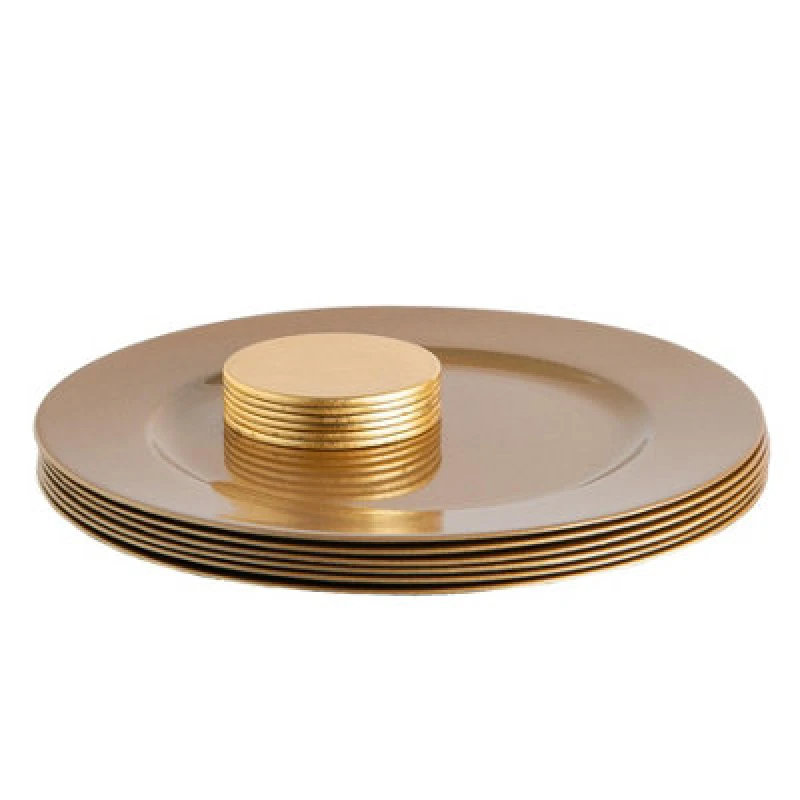Image of Argon Tableware 12 Piece Metallic Charger Plates Set - Gold