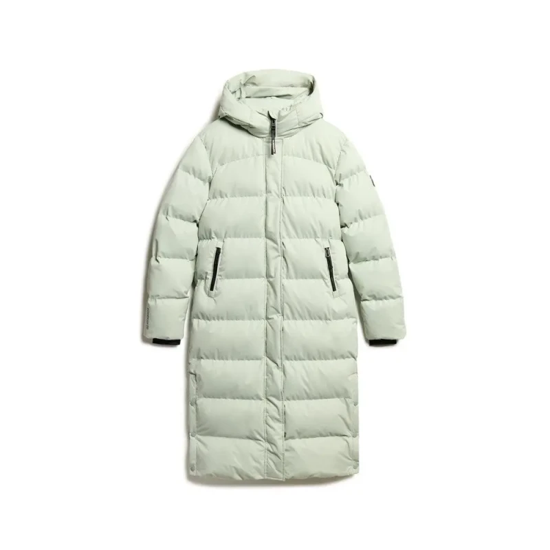 Image of Superdry Long microfiber puffer coat For Her Superdry Gris Female XS