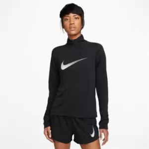 Image of Nike Dri-FIT Swoosh Womens Half-Zip Long Sleeve Top - Black
