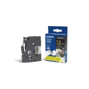Image of Brother TZ-334 P-touch Gold on Black Tape 12mm x 8m