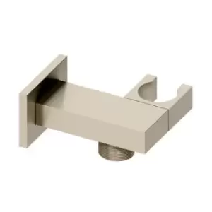 Image of square wall outlet & holder - Brushed Nickel