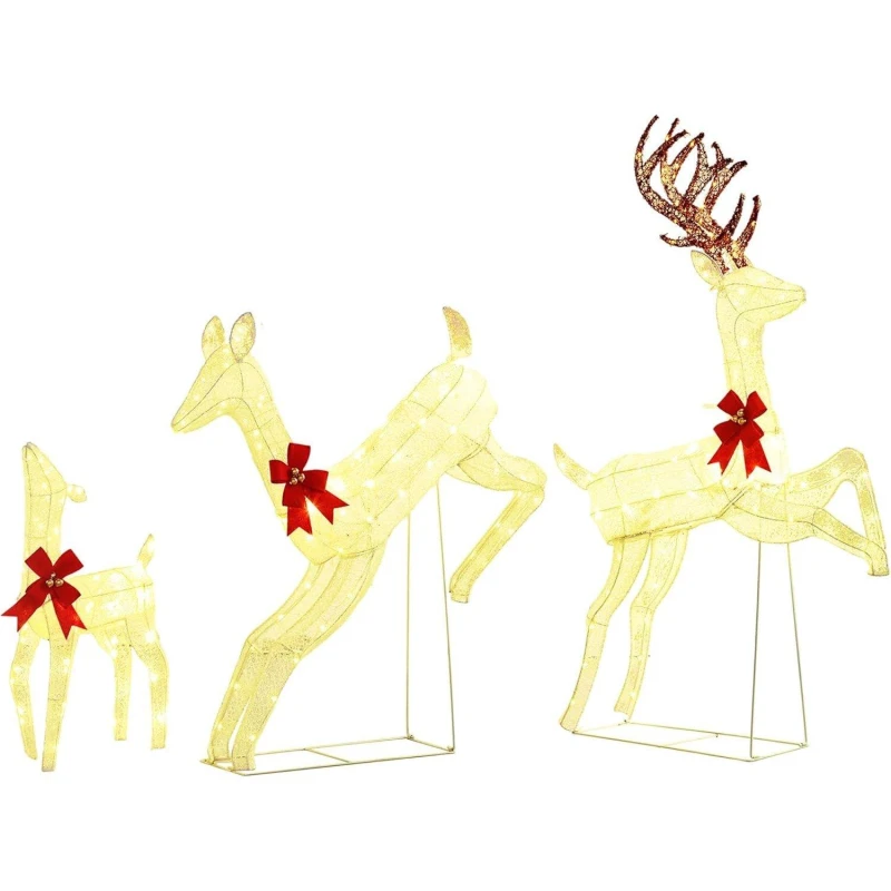 Image of Outsunny Three Piece LED Light Reindeer Christmas Decoration Aosom UK