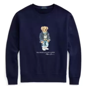 Image of Polo Ralph Lauren Polo Ralph Lauren Bear Fleece Crew Sweater Mens - Blue