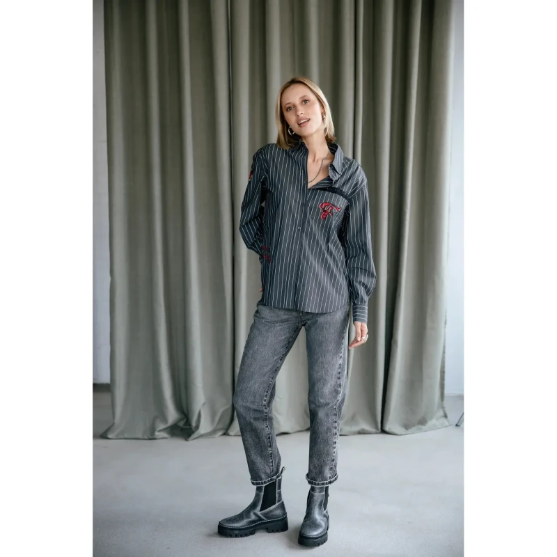 Image of Freeman T Porter Woman's shirt Freeman T Porter Chella Patches Gris Female XS