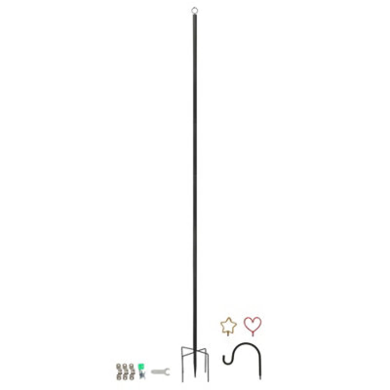 Image of Harbour Housewares Outdoor Festoon Pole With Interchangeable Heads - 0.6-2.5M Tall Heavy-Duty Shepherd Hook Garden Pole Hooks