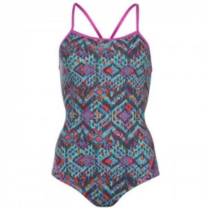 Image of Slazenger Boundback Swimsuit Ladies - Blue/Pink/Blue