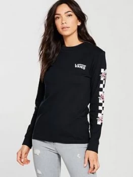 Image of Vans Long Sleeve Patchwork Floral Top Black
