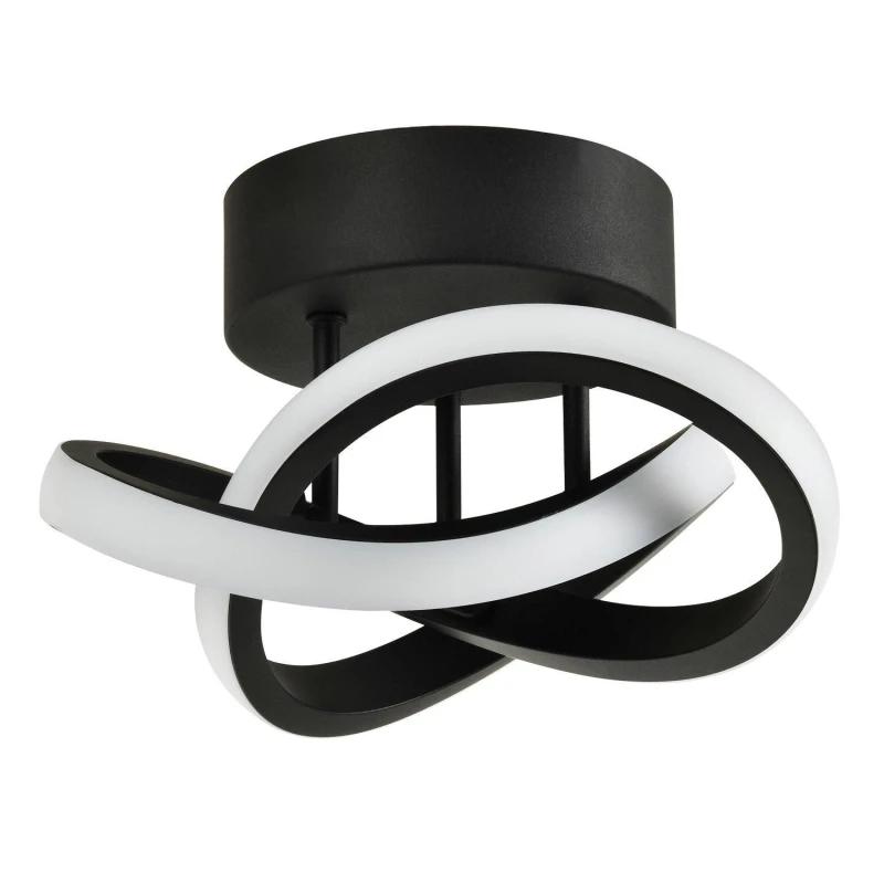 Image of Happy Homewares Modern LED Ceiling Light with Swirl Thick Metal Strip Creates 1253 Lumens in Black Unisex