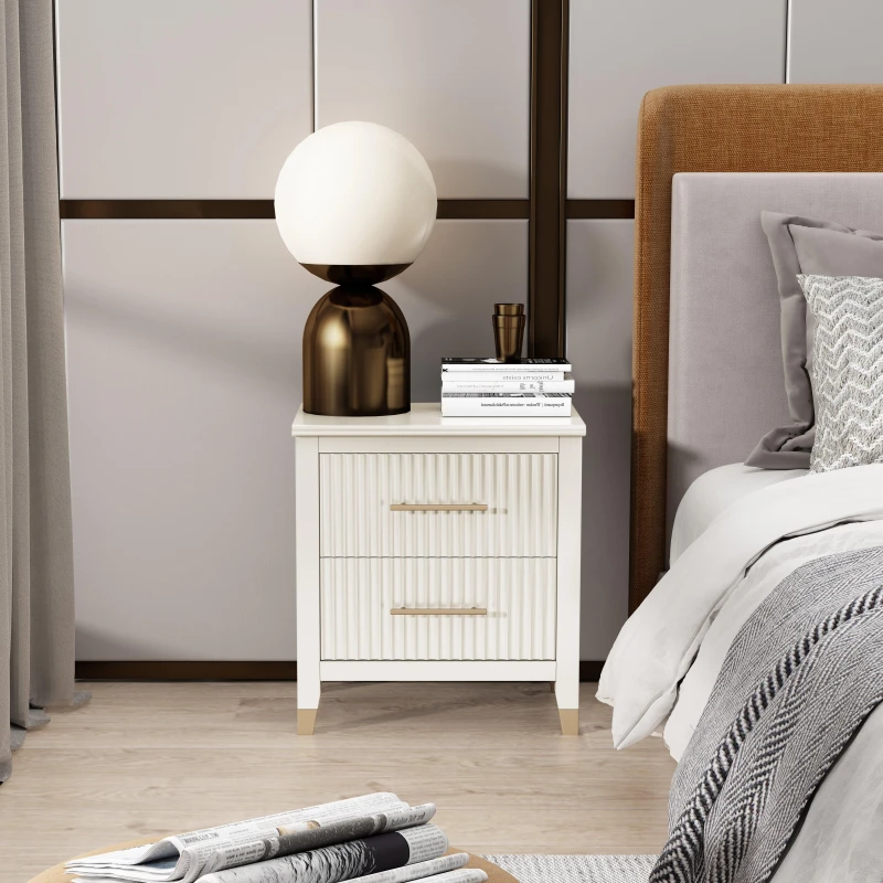 Image of Cabinet Bits Biasi 2 Drawer Bedside Table in White White Unisex