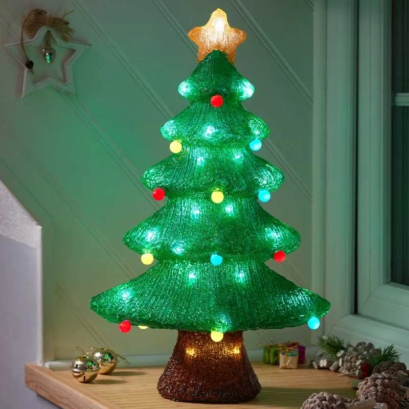 Image of 46cm Battery Powered Light up Christmas Bauble Tree with 60 Cool White LEDs